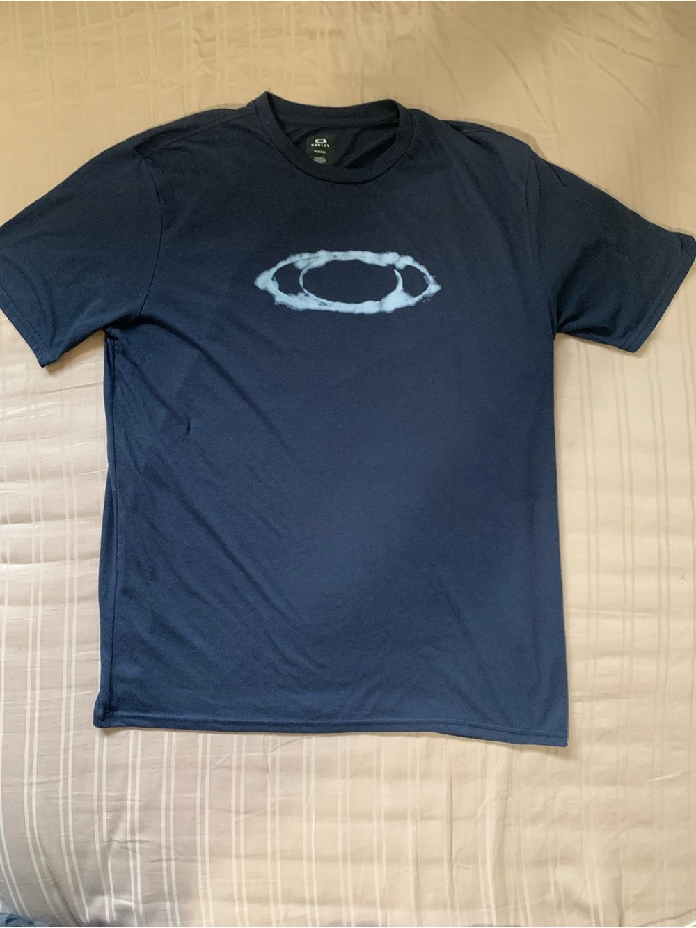 Oakley Navy Short Sleeve Tee with Light Blue Logo